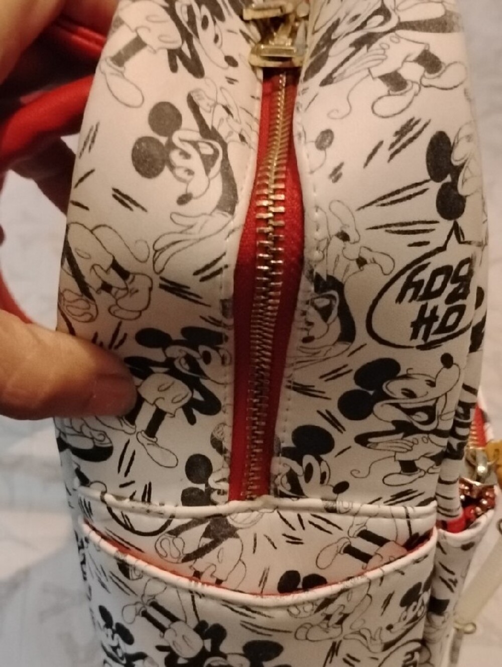 Disney Loungefly Black, Red & White Mickey "Oh Boy!" Print Mini Backpack GUC - Picture 5 of 10